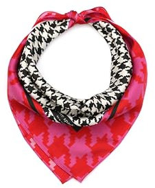 kate spade new york Damen Houndstooth Silk, Stylish & Lightweight Accessory, Ideal for Everyday Bandana, Cremefarben/Schwarz, Einheitsgröße