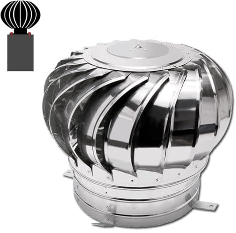 Drehbarer Kugelaufsatz Schornsteinaufsatz, Nicht elektrisch betriebener Dachventilator Außendachventilator Schornstein-Regenschutz(400mm/15.7 in)