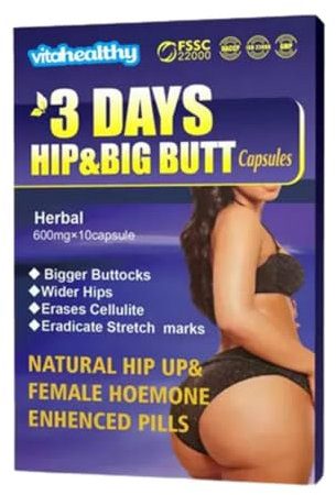 Capsules pour l'élargissement des fesses, 10 Capsules. Pour grossir des fesses. Avoir des fesses grosses et bombées Fonctionne pour l'élargissement des fesses et des hanches