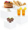 RETON Set di 4 alzate per buffet, in acrilico, per tavolo da buffet, 12,7 x 15,2 x 17,8 x 20,3 cm, colore bianco, con fondo cavo, scatole a cubo, per torte, matrimoni, cupcake, dessert, feste