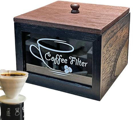 Kaffeefilter-Aufbewahrung – Kaffeefilter-Spender, Kaffeefilter-Theken-Wandmontage, Kaffeefilter-Aufbewahrungsbox, Kaffeefilter-Aufbewahrungsbox, rustikaler Kaffeekorb, geeignet für die Dekoration von