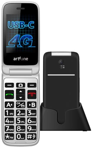 artfone G3 4G Seniorenhandy Klapphandy ohne vertrag,Notruftaste,große Tasten,kurzwahl,freisprechfunktion,große Schrift,2,4 Farbdisplay,Lauter und klarer Ton,Ladestation,1300mAh(Schwarz)