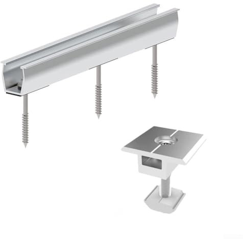 T20-Schienensystem zur sicheren Montage von Solarmodulen auf Trapezdächern, Aluminiumkonstruktion (2 x Schienen + 2 x mittlere Klemme (für 30 mm)