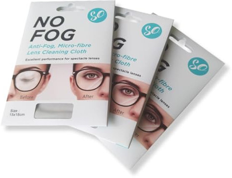 SO No Fog Microfibre Cleaning Cloth – Glasses Cleaner and Lens Cleaner with Anti-Fog Properties. A Reusable High Performance Glasses Cloth for Spectacles, Screens & More (3 Pack)