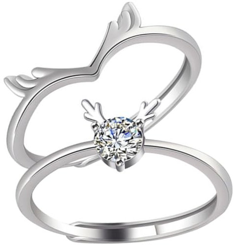 Homoyoyo 1paar Titel Verstellbare Partner-ringe Im Antler-design Romantische Valentinstags-geschenkidee