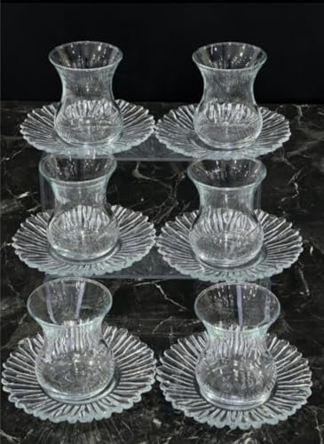 Aurora Teeservice, 155 ml, 12-teilig mit 6 Tassen und 6 Untertassen, Weiß