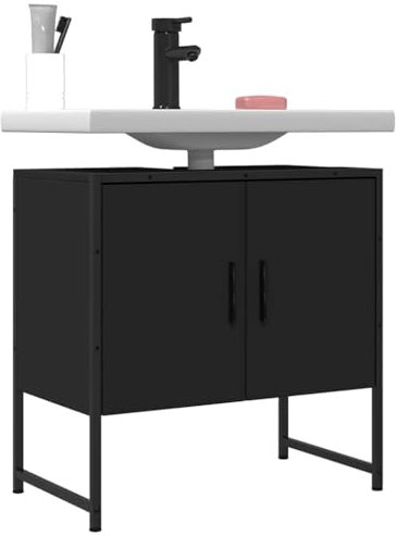 Myheimly Waschbeckenunterschrank,Waschbeckenschrank mit viel Stauraum,Unterschrank für Waschbecken Waschtisch,Badschrank Badezimmerschrank Badmöbel,Schwarz,60 cm