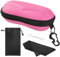 MoKo Eva Brillenetui, Universal Halbhart Brillen Case mit Metallhaken Mini Schraubendreher Tragbare Kratzfeste Brillenorganizer Brillenaufbewahrung für Sonnenbrillen Lesebrille, Rosa