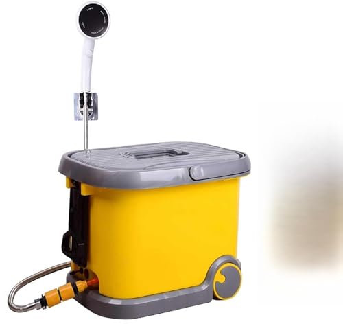 IXPIUZB Ducha portátil eléctrica de 36 L con calefacción, con Ruedas, Agua Caliente termostática a 60°, autocebante, para Camping/Exteriores
