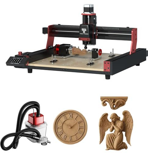 Twotrees TTC450 Pro CNC Fräsmaschine, mit M1 Staubabsaugung, mit Vierte Achse, Metallfräsmaschine, Umschaltbare Lasergravur maschine, Graviermaschine zum Gravieren von Holz, Acryl, MDF, PCB