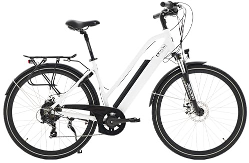 AsVIVA B15 E-Bike 28 Zoll für Herren & Damen - Pedelec mit 250W Bafang Hinterradmotor - 36V Samsung Akku - 7-Gang Shimano - Bis 150 kg Nutzergewicht - Citybike Elektrofahrrad (weiß-schwarz)