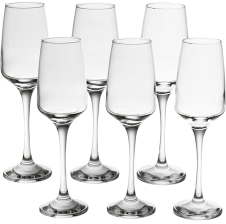 Queensway Home & Dining 230ml Champagne Flutes - Elegant Clear Glass, Tall Stemmed Design for Prosecco, Cava & Sparkling Wine - Dishwasher Safe, Crystal-Clear Finish, Ideal for Home, Bar & Events