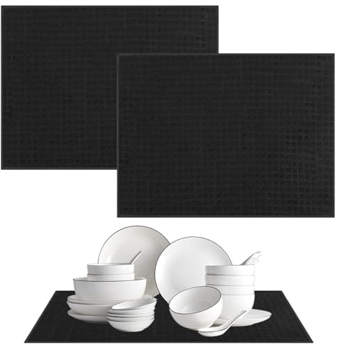 2 Piezas Alfombrilla Escurreplatos de Microfibra 51x38cm, para Cocina | Alfombrilla de Secado de Microfibra para Cocina ,Bayeta Escurreplatos de Microfibras,Dish Drying Mat,Lavable a Máquina