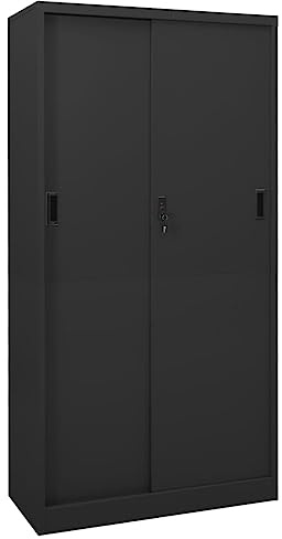Solivagant Armoire de Bureau et Porte coulissante Anthracite 90x40x180 cm,(45.9 KG)