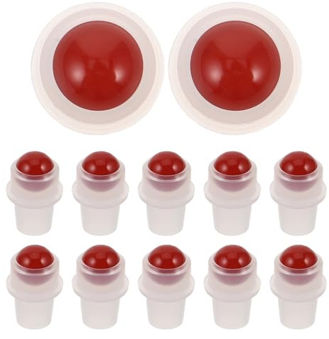 12 Rollkugelaufsätze aus Jade für Nachfüllbare Rollflaschen, Rot | Rollkugeln für Ätherische Öle, 12 Stück, Ersatzaufsätze für Hautpflege und Aromaflaschen, Leicht und Tragbar