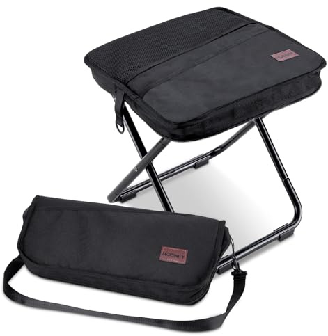 MOONCY Klapphocker Faltbar aus Aluminium, 40 × 37,5 × 39 cm, Extra Großer Falthocker bis 135 kg Belastbar, Leichter Campinghocker für Wandern, Angeln und Outdoor, Schwarz