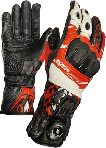 MUGENRACE Cowy Motorrad Handschuhe, schwarz/weiß/rot, L