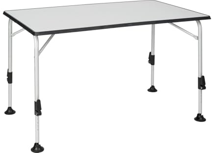 Höhenverstellbarer Campingtisch 115 x 70 cm – Klapptisch mit stabiler MDF-Platte, Tellerfüßen & Aluminiumrahmen, tragbar, robust, ideal für Camping, Picknick, Outdoor, Garten, 30 kg Belastbarkeit