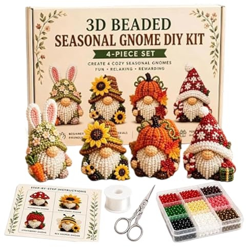 VUKHWX Creative Tiny 3D Beaded Animal DIY Kit – 4er Set 3D Perlentiere Bastelset, Perlen-Tier-Bastelset mit Anleitung, Kreative 3D Tiere basteln für Anfänger & Bastelbegeisterte, DIY Geschenkidee (F)