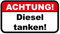 iSecur Hinweis-Aufkleber Achtung! Diesel tanken! I 67 x 37 mm I Auto-Sticker Warnung Falschtanken vermeiden für KFZ LKW Motorrad Moped Roller I hin038