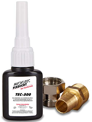 Microtec® Fixdicht Dichtmittel TEC-500 | 10g | Gewindedichtung und Schraubensicherung | Der Hanfersatz aus der Flasche | extra hohe Hitzebeständigkeit | sicheres Gewindedichtmittel | DVGW