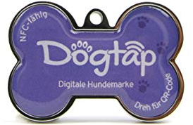 Dogtap Solid, digitale Hundemarke Knochen, mit NFC-Chip und QR Code für Kontaktdaten und Steckbrief, PVC, Metall, wasserfest, robust, 41,6 x 28,5 x 4,6 mm