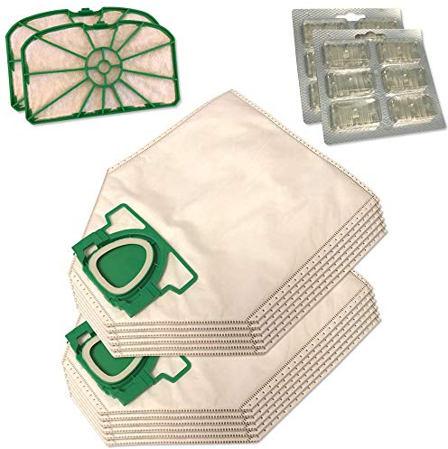 Staubbeutel24 Set - 12 Staubsaugerbeutel (aus Mikrovlies) + 2X Motorschutzfilter + 12 Duftstäbchen für Vorwerk Kobold VK200, VK 200