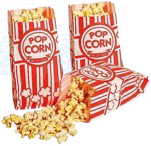 Tebery Bolsas de papel para las palomitas de maíz de 3.5 x 2.5 x 8.26, paquete de 200 piezas