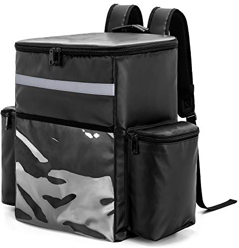 Trunab Insulated Leakproof Food Delivery Backpack, Waterproof Cooler Bag 30 cans, Thermal Delivery Backpack for Hot or Cold Food Restaurant, Picnic, Bicycle, Uber Eats, Deliveroo, 33x24x40cm