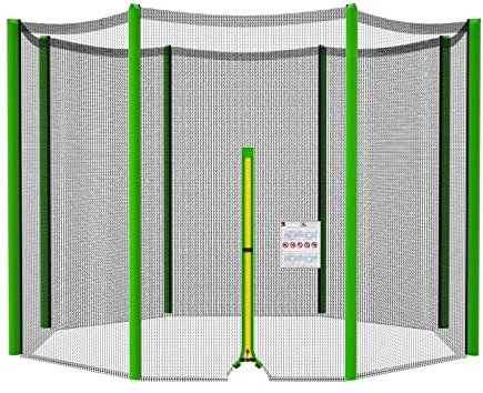 NONMON Sicherheitsnetz Ersatznetz für Trampolin Ø 366 cm 8 Stangen, Grün Gartentrampolin Ersatznetz Netz Außenliegend reißfest UV-beständig einfache Montage Eingangstür mit Reißverschluss