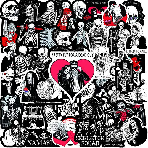 50Pcs Skull Love Skateboard Stickers for Laptop Car Bike Helmet Phone Guitar Sugar Skull Gothic Stickers Vinyl Stickers Waterproof Aesthetic Sticker Pack Decals for Adults Teens