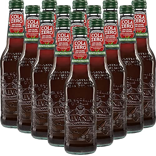 Cola Zero Bio | Galvanina | 12 Bottiglie in Vetro Scolpito | 355 Ml | Senza Calorie | Eccellenza Italiana | Soft Drink | Bibita Gassata Biologica | Ingredienti per Cocktail