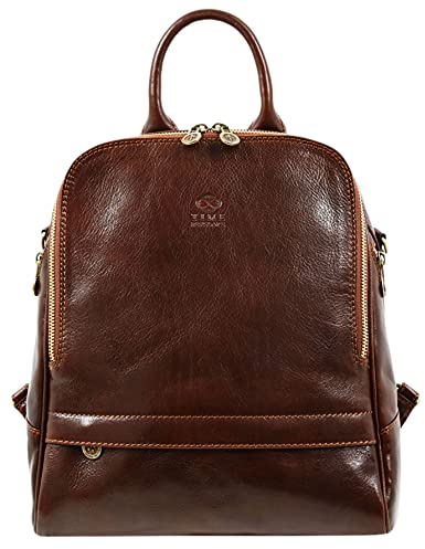 Time Resistance Damen und Herren Rucksack aus Leder - Umwandelbar zu Schultertasche - 100% Lederrucksack - Vintage Rucksack Damen