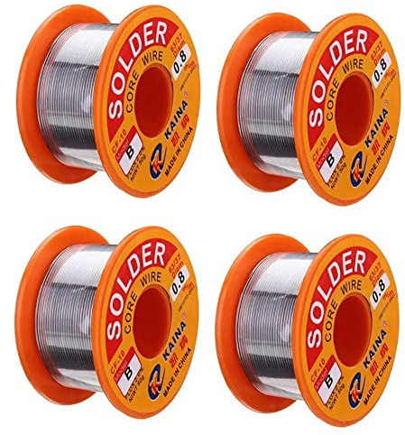 Fil à souder à noyau de colophane 63/37, 0.8mm, 50g, 2,0% de flux jeu de fils de fer à souder pour le bricolage électronique (paquet de 4)