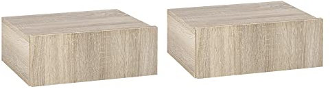 HOMCOM Set 2 Comodini Sospesi per Camera, Comodini Moderni con Fissaggio a Parete, in Legno, 40x30x15cm