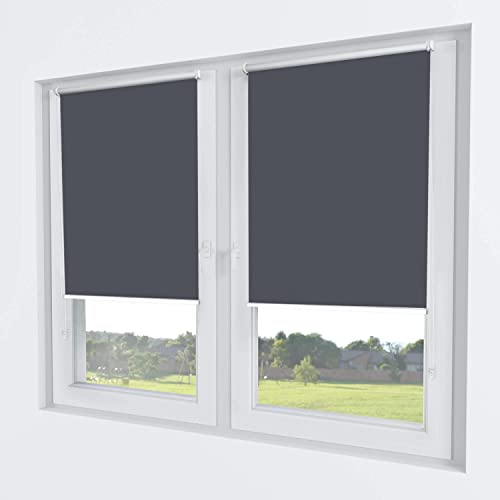 Rollmayer Verdunklungsrollo Thermorollo Klemmfix ohne Bohren, Seitenzugrollo Thermo Rollo für Fenster und Tür (Thermo-Graphit - 100 x 150 cm - BxH)