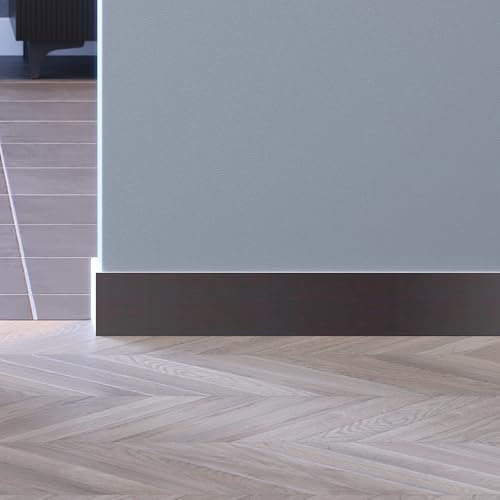 Porte Italiane, Zoccolino Battiscopa Passacavi in HDF, Resistente all'Acqua, Ideale per Pavimenti in Laminato, Ceramica e Resina, Prezzo/Quantità al Metro Lineare, Misura 12x90 mm, Wenge