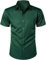 PARKLEES – Chemise décontractée à manches courtes et boutonnée pour homme avec poche, vert foncé, XXL