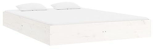 vidaXL Massivholzbett Bettgestell Lattenrost Doppelbett Bettrahmen Bett Schlafzimmerbett Holzbett Schlafzimmermöbel Weiß 120x200cm