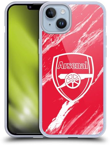 Head Case Designs Officially Licensed Arsenal FC Red Marble Crest Patterns Soft Gel Case Compatible With Apple iPhone 14 Plus