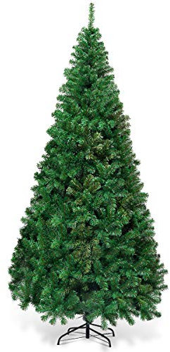 LIFEZEAL Albero di Natale Artificiale 210 cm, Abete Natalizio Foltissimo, 950 Rami, Christmas Tree, in PVC, Base Pieghevole in Metallo, Realistico, Stabile, per Interno, Esterno, Montaggio Facile