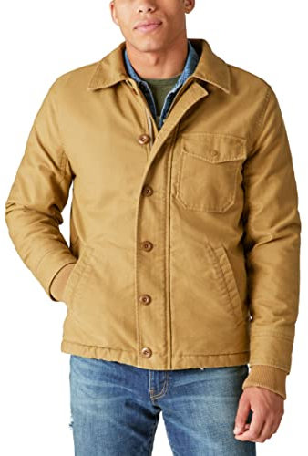 Lucky Brand Herren Sherpa gefütterte Deckjacke, Khaki, S