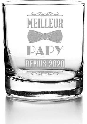 CADEAUX.COM - Verre Meilleur papy du monde - Verre à Whisky Tumbler 30cl - Idée Cadeau grand-père Verre à Whisky Papy - Cadeau Anniversaire Grand Pere Papy - Cadeau Homme