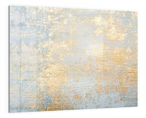 DEQORI Glas-Magnettafel | 120x90 cm groß | Motiv Wand mit Gold-Struktur | Memo-Board aus Glas | Magnetboard inkl. Magnete, Stift & Tuch für Küche & Büro | Tafel magnetisch & beschreibbar