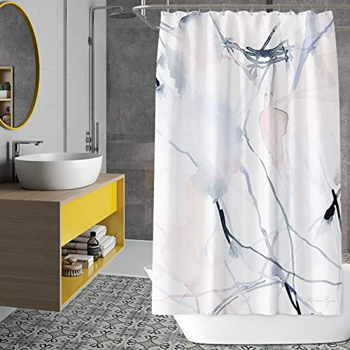 Musihy Duschrollo 200 cm Breit, Weißer Duschrollo Kunst-Graffiti Bad Vorhang Extra Wide Shower Curtain
