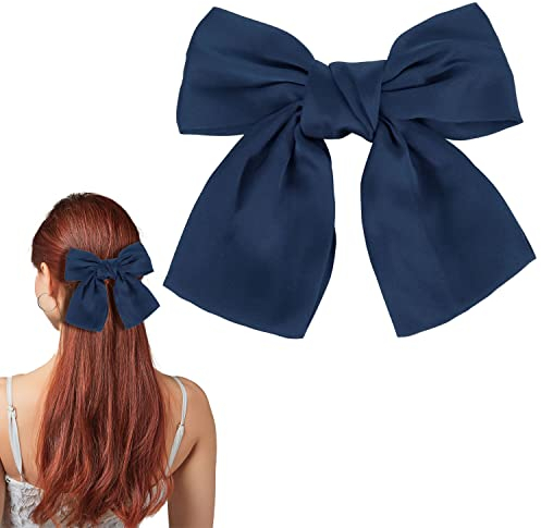 Haarspange mit Schleife, Damen-Haarschleifen, französische große Schleife, Haarspangen, Haarspange, Haarspange für Mädchen (Blau)