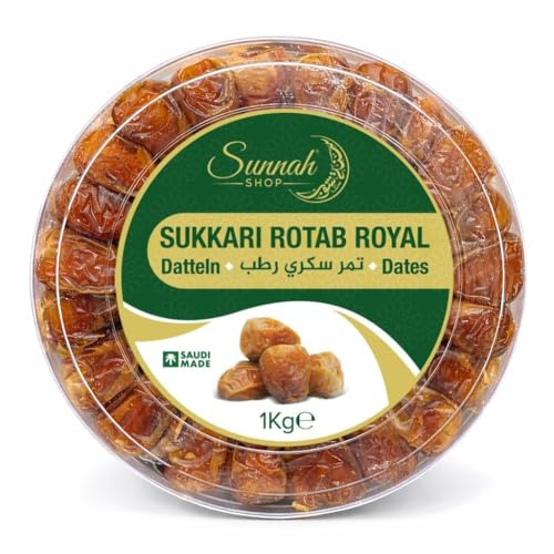Sunnah Shop® Sukkari Datteln Rotab Royal 1KG aus Qasim - Superfresh & extra soft | Frische Ernte | Einzigartiger Karamell-Geschmack | 100% Natürlich - OHNE Zusatzstoffe