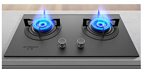 Gas Stove Cooktop 2 Burners,Tempered Glass Built-in Gas Hob LPG/NG Dual Fuel Easy to Clean for RVs,5.0KW Camping Double Burner (Size : LPG)