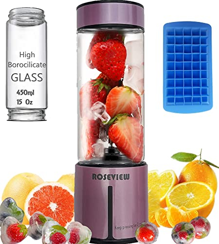 Mélangeur à smoothie Portable pour smoothies Bouteille en verre Mini USB rechargeable Handheld Mélange à main alimenté par batterie à 2 vitesses Shakes Cup presse-fruits