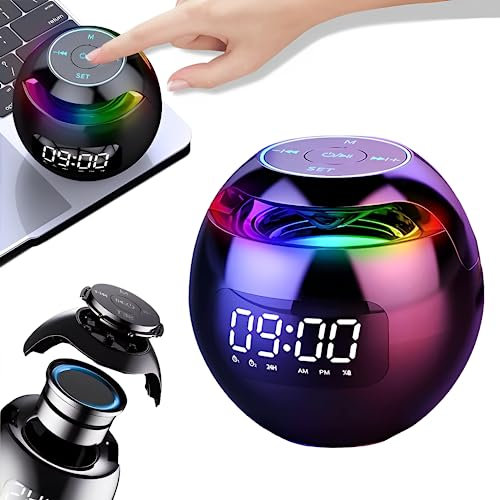 YOPOTIKA Wireless Bluetooth Speaker with Bedside Lamp,Digital Dual Alarm Clock,Portable Smart Night Light Bluetooth Speaker, RGB Colorful Table Lamp Bedside Radio Alarm Clock